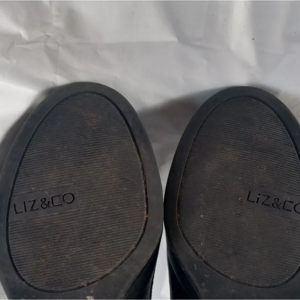 Liz & Co. Black Leather Wedge Size 8M